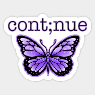 Continue purple semicolon butterfly Sticker